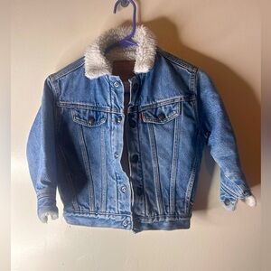 Vintage Levi’s Kids Sherpa Denim Jacket Orange Tab Trucker Jean Coat